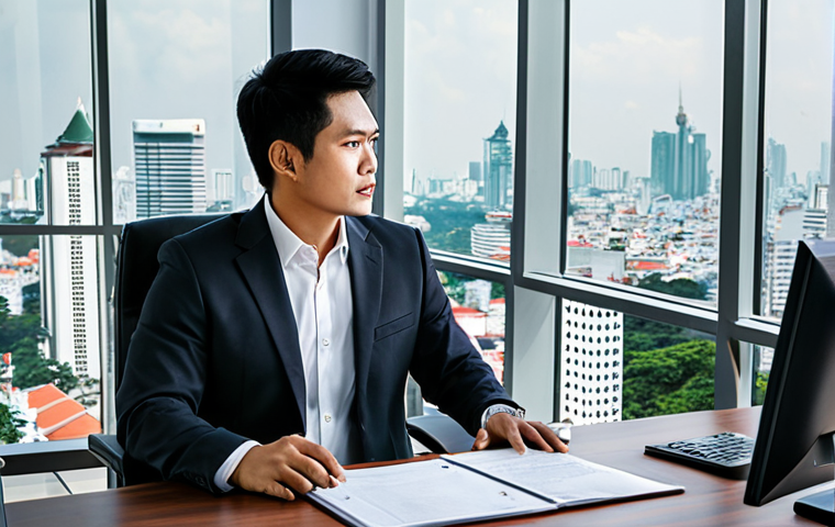 법률 자문가의 직무 효율적 개선 - **Legal Professional in a Modern Thai Office:** "A fully clothed Thai lawyer in a professional busin...
