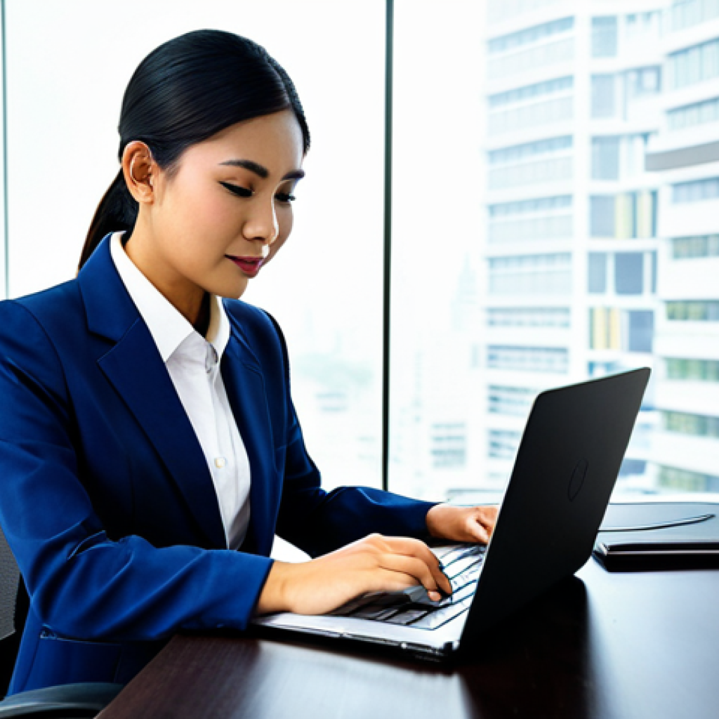 법률자문가의 이직 준비 - Business Professional**

"A Thai businesswoman in a modern, modest business suit, working on a lapto...