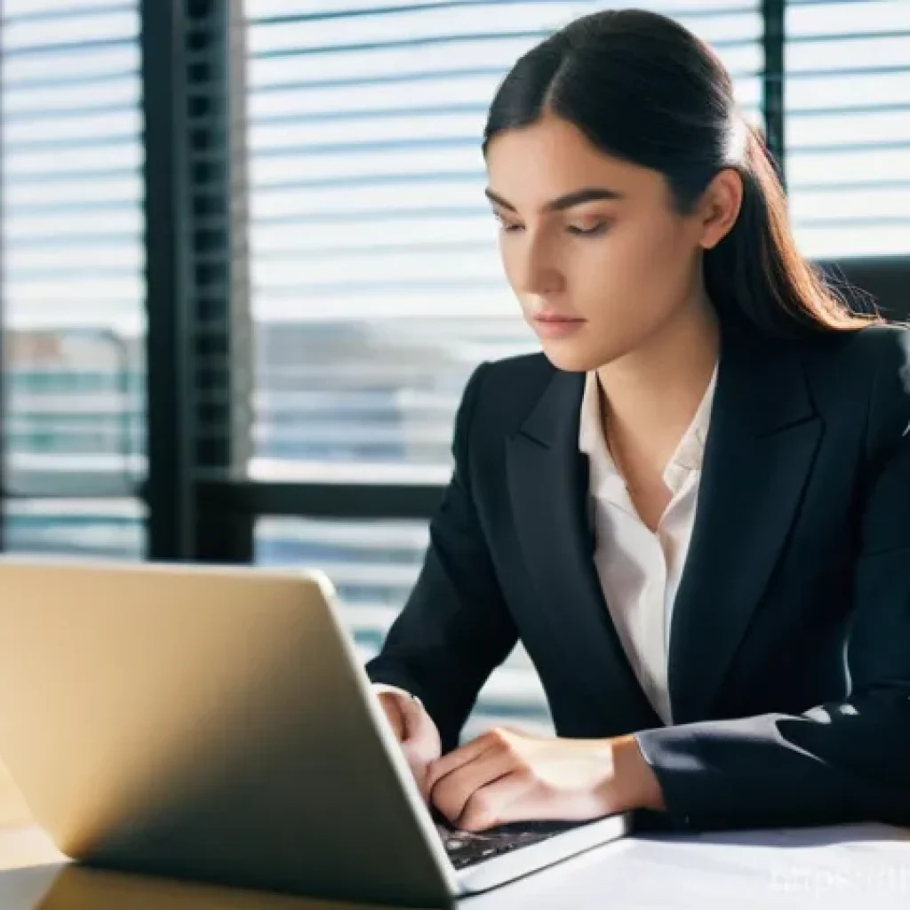 법률 실무 경험 쌓는 법 - **Prompt:** A bright and modern law office, bustling with activity. In the foreground, a young, prof...