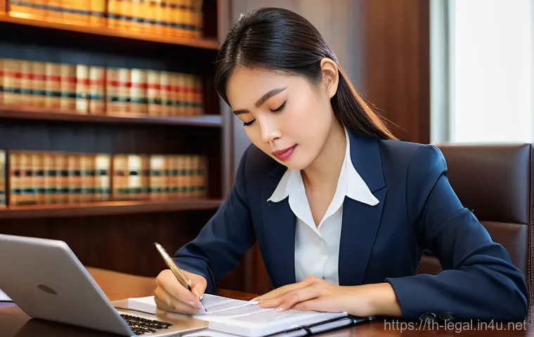 법률 자문가의 사건 관리법 - **Prompt 1: In-depth Case Analysis by a Thai Female Lawyer**
    A highly detailed, realistic photog...