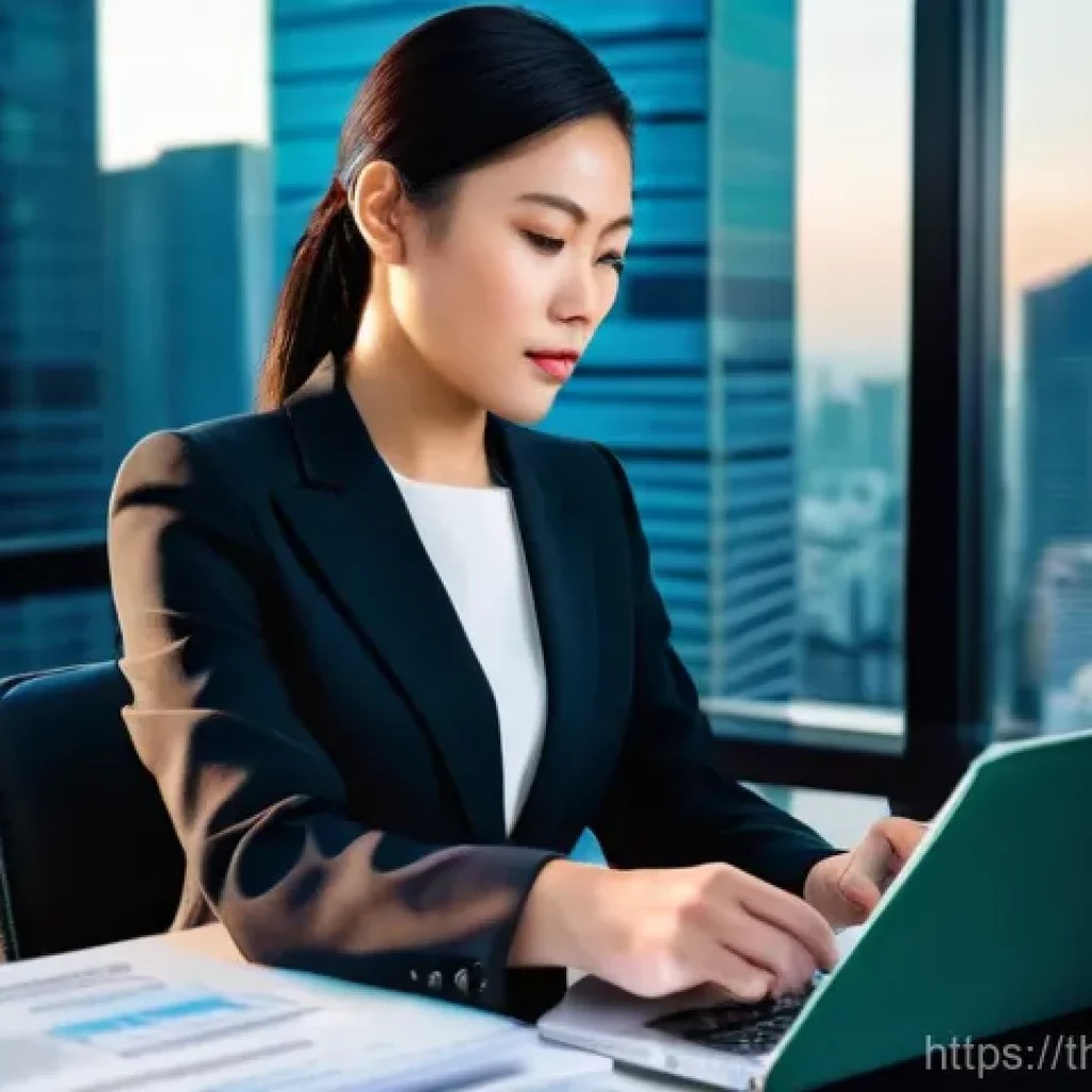 법률자문가의 일상 - **Prompt 1: The Digital Age Lawyer**
    "A professional Thai female lawyer, in her late 30s, dresse...