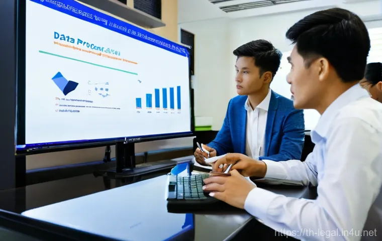 법률자문가의 일상 - **Prompt 1: The Digital Age Lawyer**
    "A professional Thai female lawyer, in her late 30s, dresse...