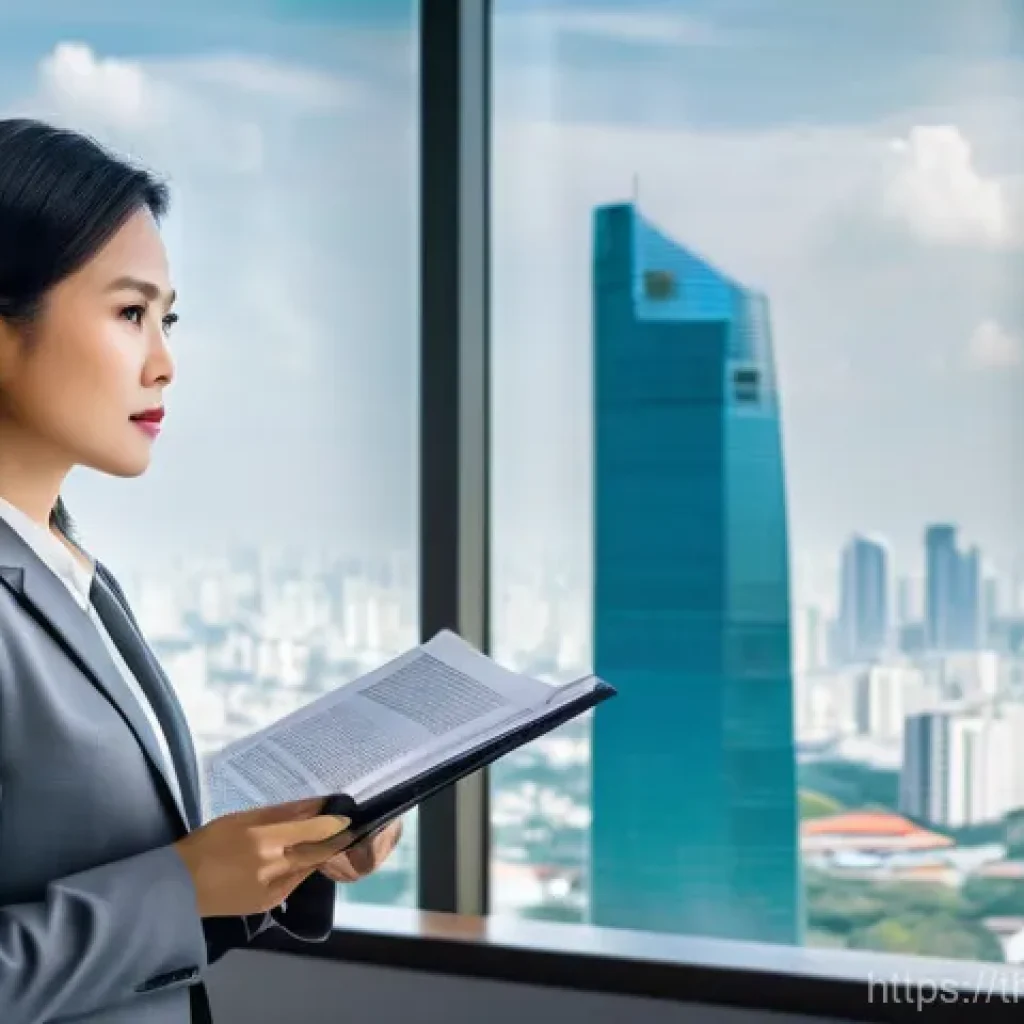 법률 자문가의 전문 지식 강화법 - **Prompt:** A highly professional Thai female lawyer, in her late 30s, stands in a sleek, modern law...