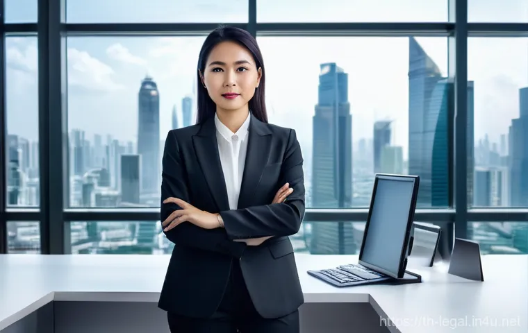 법률자문가를 위한 온라인 교육 - Image Prompt 1: The Tech-Savvy Lawyer**