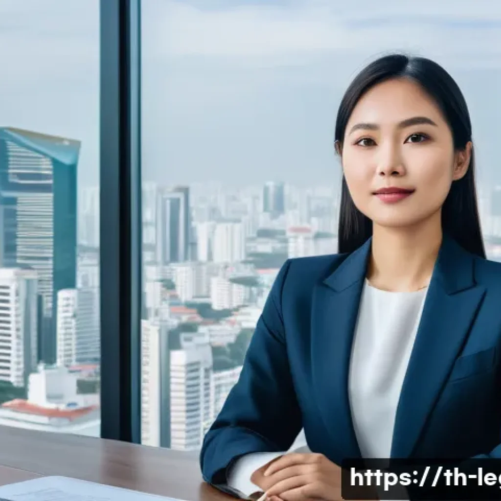 법률자문가의 업무 능력 향상 - **Prompt: Digital-Age Thai Legal Expert in a Smart Office**
    "A professional, elegant Thai female...