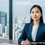 법률자문가의 업무 능력 향상 - **Prompt: Digital-Age Thai Legal Expert in a Smart Office**
    "A professional, elegant Thai female...