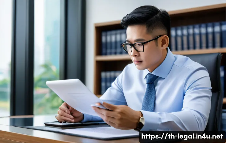 법률 자문가의 직무 분석법 - A professional Thai legal consultant in a modern office setting, wearing formal business attire and ...